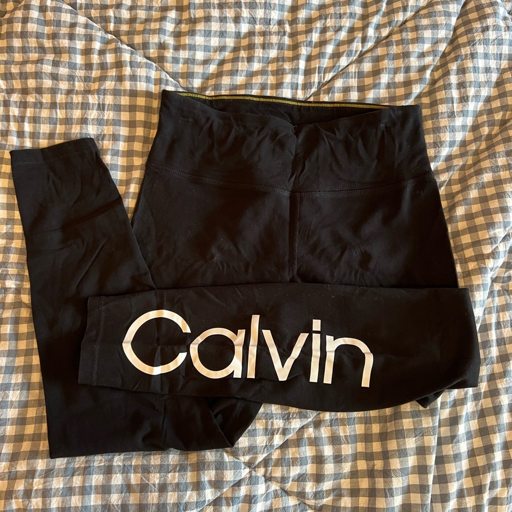 Calvin Klein Black Leggings with White Logo